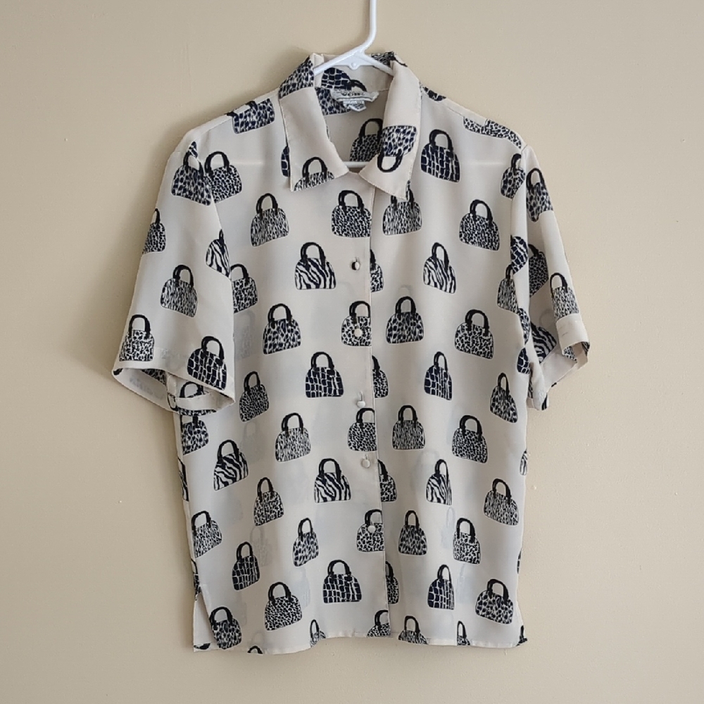 XL Voir Novelty Print Purse Shirt Top Whimsy